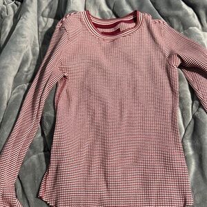 Aerie Red and White Striped Long Sleeve Tee